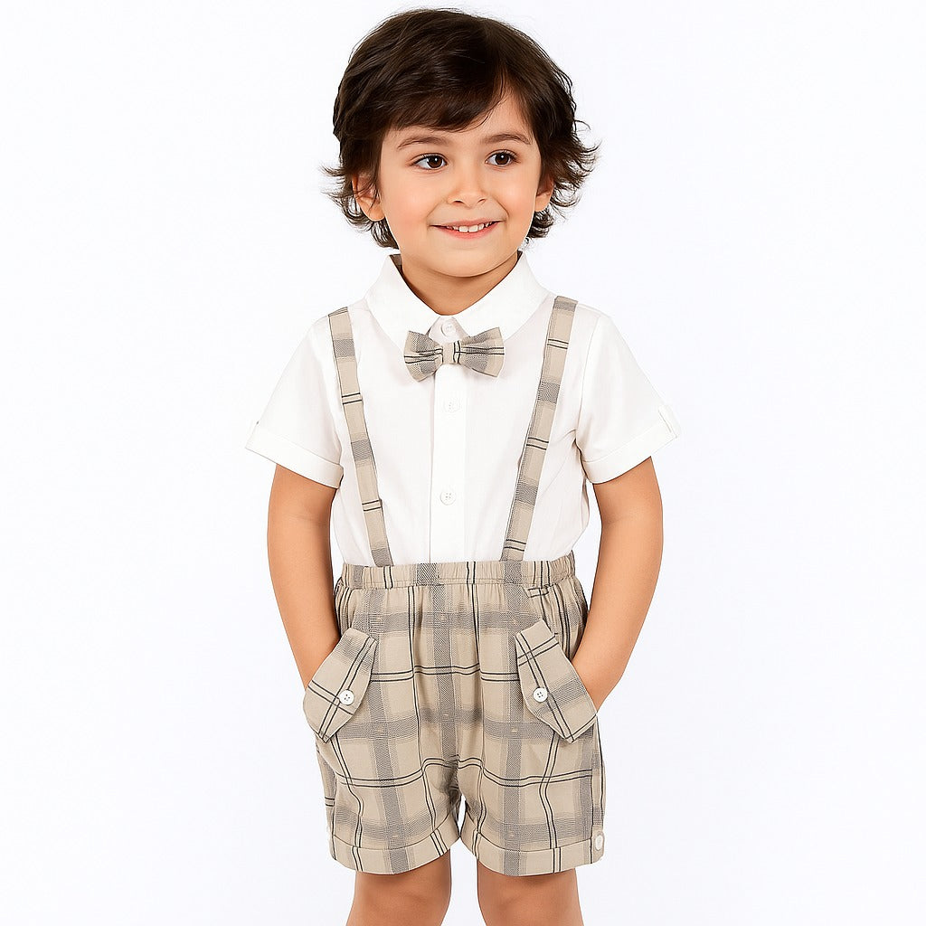 Baby Boy Formal Romper Off White