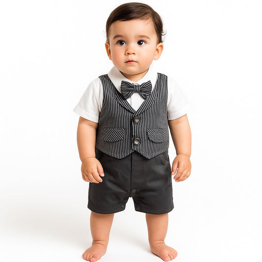 Baby Boy Formal Romper Black
