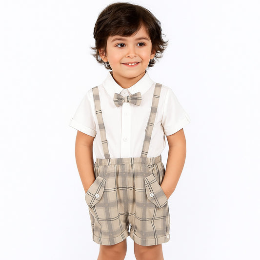 Baby Boy Formal Romper Off White