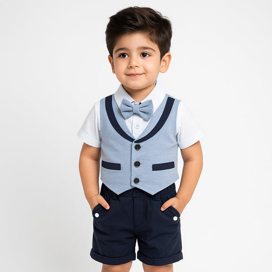 Baby Boy Formal Romper Blue