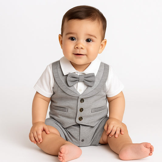 Baby Boy Formal Romper Grey