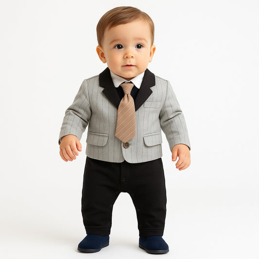 Full Seleve Boy Formal Romper